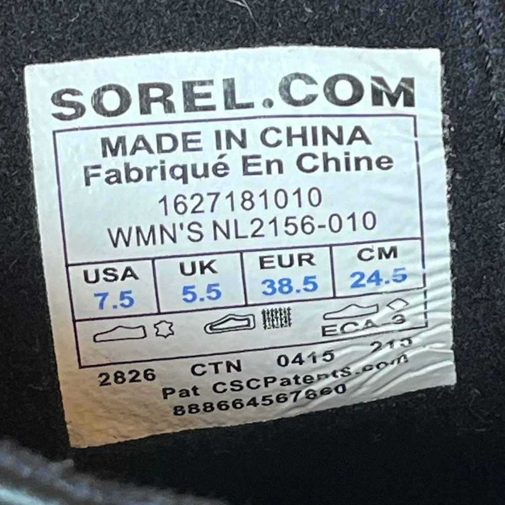 Sorel Slimboot Black‎ Leather Waterproof Boots Womens 7.5 UK 5.5 EU 38.5